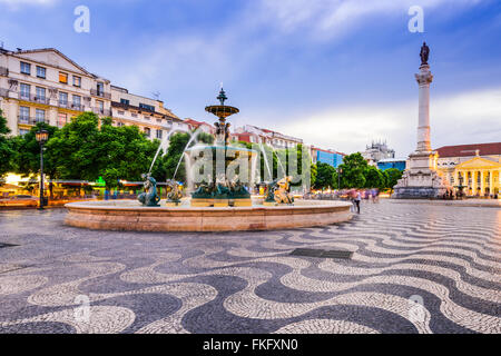 Lisbon, Portugal cityscape at Rossio Square. Stock Photo