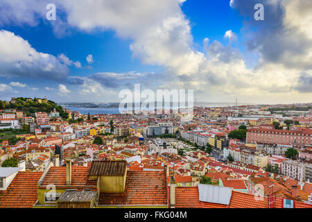 Lisbon, Portugal skyline in the day. Stock Photo