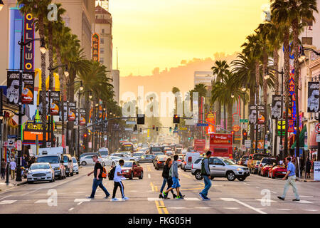 Traffic on Hollywood Boulevard in Hollywood, California, USA. Stock Photo