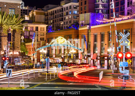 Gaslamp Quarter at night in San Diego, California, USA. Stock Photo