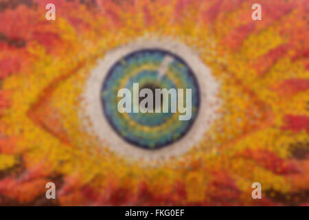 Colorful glass mosaic art shape eyes of god, blurred for backgrounds. Stock Photo