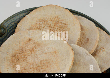 Whole wheat Pita bread on plate Stock Photo