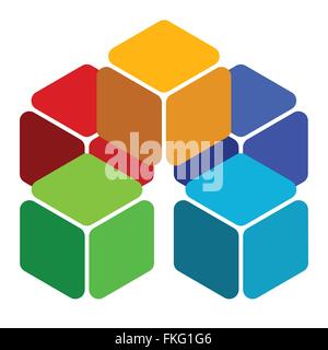 Cubes abstract 3d, multicolor element on white Stock Vector