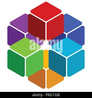 Cubes abstract 3d, multicolor element on white Stock Vector