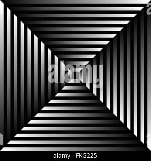Grayscale abstract pattern, background with radiating squares Stock Vector
