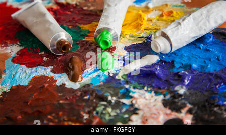 Image of artists paint tubes. Stock Photo