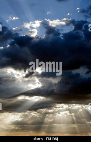 A scenic view of bursting clouds in the Etosha National Park Namibia Stock Photo