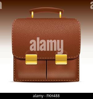 square brown leather briefcase Stock Vector