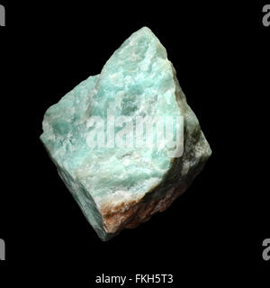Raw Amazonite stone,  isolated on black background Stock Photo