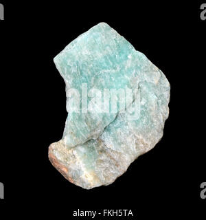 Raw Amazonite stone,  isolated on black background Stock Photo