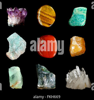 Set of Various Blue Raw Minerals with Names Stock Image - Image of