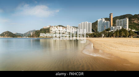 Beach and luxury skyscrapers at Repulse Bay, in Hong Kong, China Stock Photo