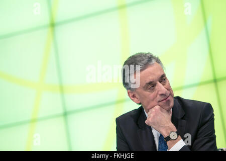 Troisdorf, Germany. 09th Mar, 2016. The CEO of the Deutsche Post, Frank Appel, during the company balance sheet press conference in the DHL Innovation Center in Troisdorf, Germany, 09 March 2016. Photo: MARIUS BECKER/dpa/Alamy Live News Stock Photo