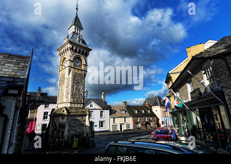 Clock,Hay-on-Wye (Y Gelli Gandryll or Y Gelli in Welsh) or 'Hay', is a small market town in Brecknockshire, now Powys, in Wales. Stock Photo