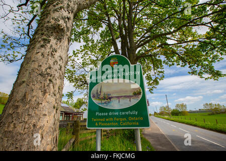 Sign saying welcome to Blairgowrie and Rattray in the town of Blairgowrie, Perthshire, Scotland, UK Stock Photo