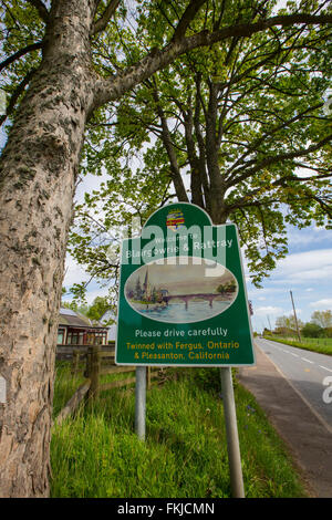 Sign saying welcome to Blairgowrie and Rattray in the town of Blairgowrie, Perthshire, Scotland, UK Stock Photo