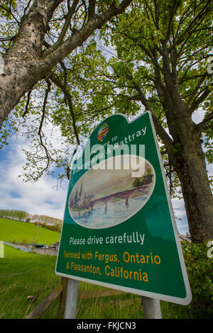 Sign saying welcome to Blairgowrie and Rattray in the town of Blairgowrie, Perthshire, Scotland, UK Stock Photo