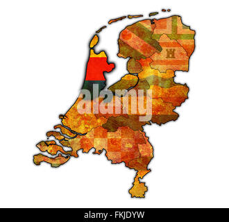 north holland flag on map with borders of provinces in netherlands Stock Photo