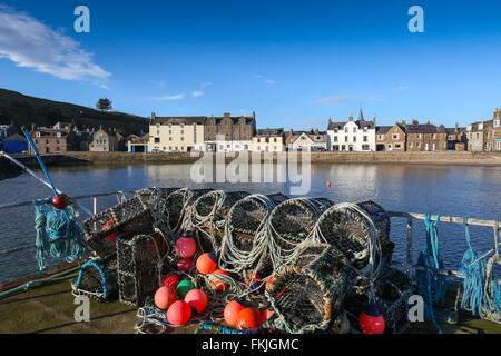 The former fishing village of Stonehaven harbour in Aberdeenshire, Scotland, UK Stock Photo