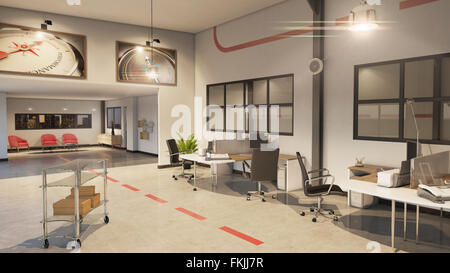 3d modern office interior Stock Photo