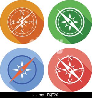 Vector icons depicting four different compasses Stock Vector