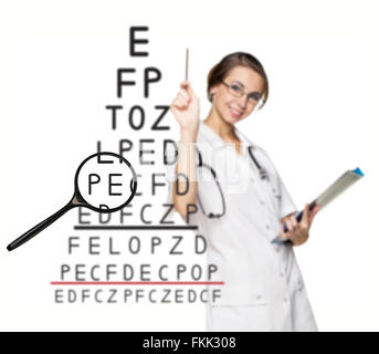 Doctor recording the results an eyesight test Stock Photo