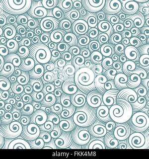 Vector seamless pattern of chaotic curls Stock Vector