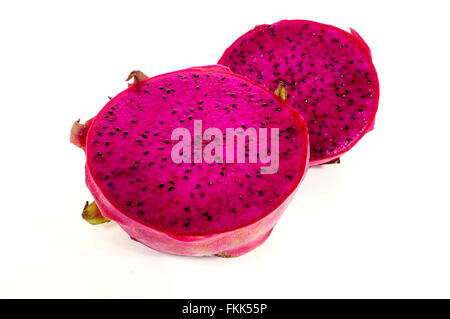 Sliced red pitahaya on a white background Stock Photo