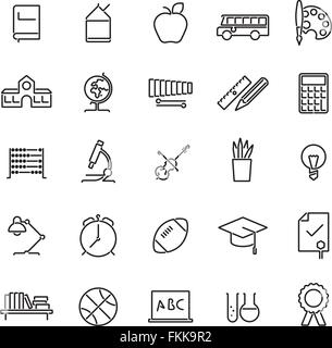 Set of 25 education, school, college and university related line icons Stock Vector