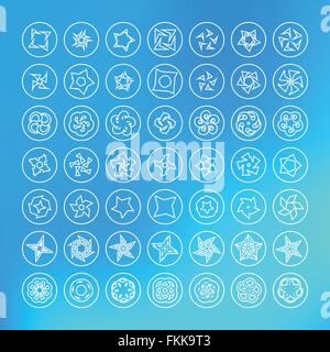Set of vector icons of linear flowers Stock Vector