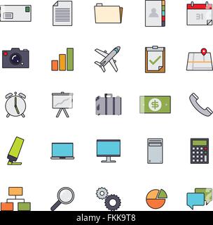 Collection of 25 business and office related filled line icons, part 1 Stock Vector