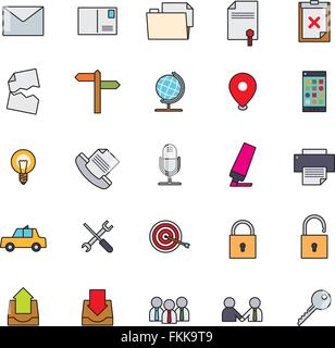 Collection of 25 business and office related filled line icons, part 2 Stock Vector