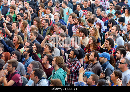 BARCELONA - MAY 30: Audience watch a concert at Heineken Primavera Sound 2014 Festival (PS14). Stock Photo