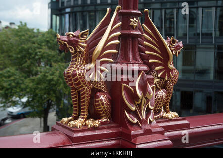 Dragon on Holborn Viaduct in the City of London with Goldman Sachs