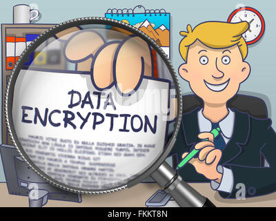 Data Encryption through Lens. Doodle Concept. Stock Photo