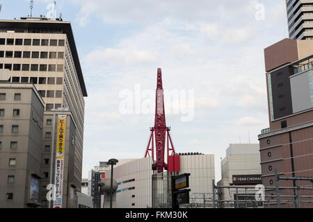 HEP (Hankyu Entertainment Park) five red ferris Wheel, Osaka, Osaka Prefecture, Kansai region of Japan Stock Photo