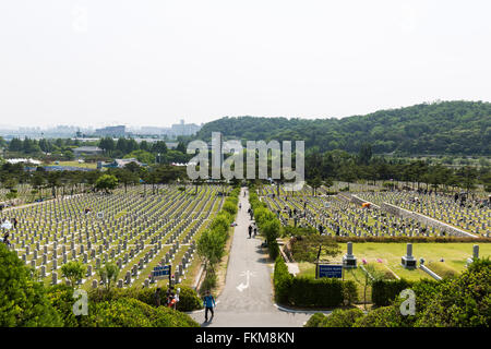 Burial Plots, Seoul National Cemetery. Stock Photo