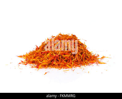 Saffron spice. Isolated on white background Stock Photo