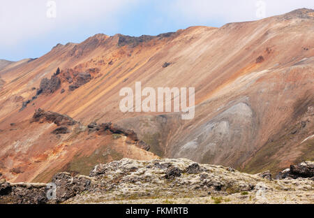 Iceland landscape in south area. Fjallabak. Volcanic rocks with rhyolite formations Stock Photo