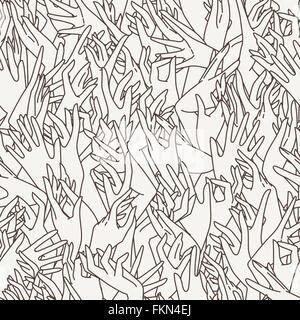 Vector seamless pattern of graceful female hands intertwined Stock Vector