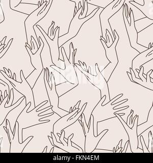 Vector seamless pattern of graceful female hands intertwined Stock Vector