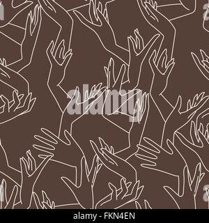 Vector seamless pattern of graceful female hands intertwined Stock Vector