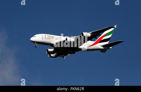 Emirates Airlines Airbus A380 with registration A6-EVK shown taxiing at ...