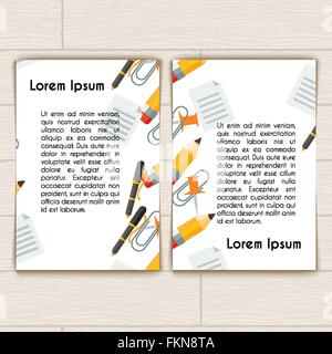 Concept design of business card or booklet with office items Stock Vector
