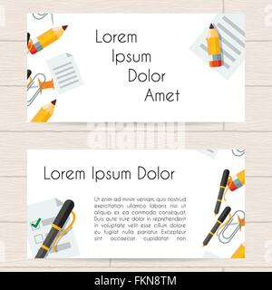 Concept design of business card or booklet with office items Stock Vector