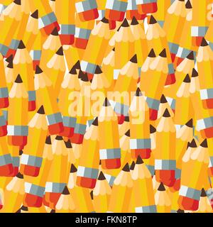 Vector seamless pattern of simple and colored pencils Stock Vector