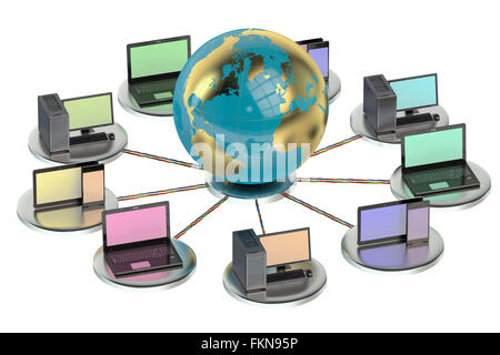 networking computing concept with globe Stock Photo