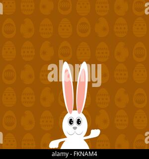 Greeting Card with  White Easter Rabbit. Stock Vector