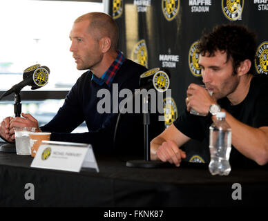 Columbus, Ohio, USA. 9th March, 2016. Columbus Crew SC head coach Gregg Berhalter answers questions during a press conference at Columbus Crew SC Media Day. Columbus, Ohio, USA Credit:  Brent Clark/Alamy Live News Stock Photo