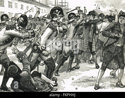 Incident in the run up to The Boston Massacre of 1770 Stock Photo